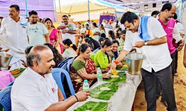 ಹೆಬ್ಬೂರು: ಭಕ್ತಾದಿಗಳಿಗೆ ಊಟ ಬಡಿಸಿದ ಗೌರಿಶಂಕರ್!