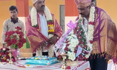 ಸರ್ಕಾರಿ ಶಾಲೆಯಲ್ಲಿ ಕೇಕ್ ಕತ್ತರಿಸಿ ಬರ್ತ್ ಡೇ ಆಚರಿಸುವ ‘ಬಾಸ್’ ಹೆಡ್ ಮಾಸ್ಟರ್!
